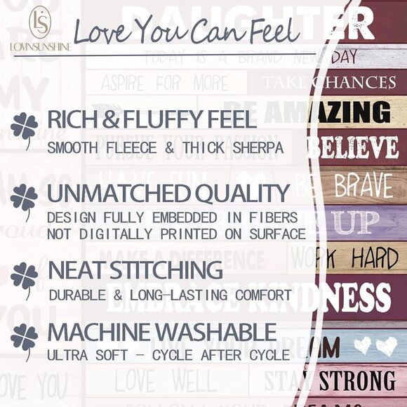 Throw Blanket Gift for Daughter, Birthday or Holiday- Blue n White, Pink NEW - Picture 3 of 9